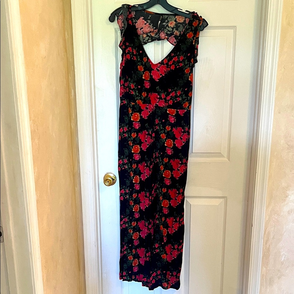 Tracey Reese Floral Black and Red Jumpsuit - Size Medium